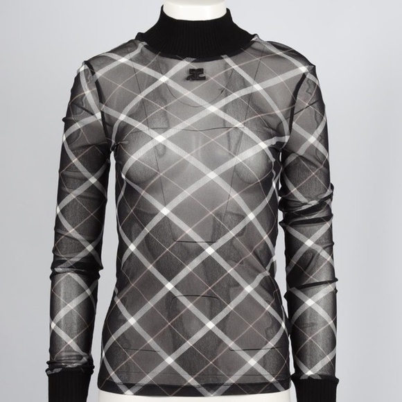 Courreges Sweaters - Courreges Mesh Plaid Turtleneck XS/Size 1